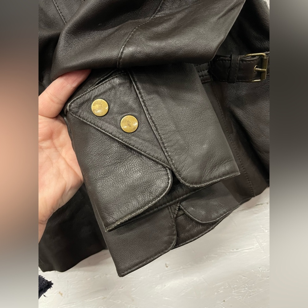 A.N.A Genuine Lambskin Dark Brown Leather Aviator Bomber Jacket, Size M - Picture 8 of 12